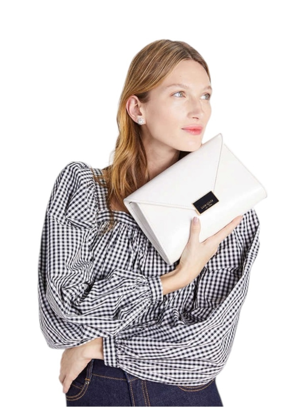 Kate Spade Beige / Off White Leather Envelope Convertible Clutch Crossbody Bag - Picture 8 of 8